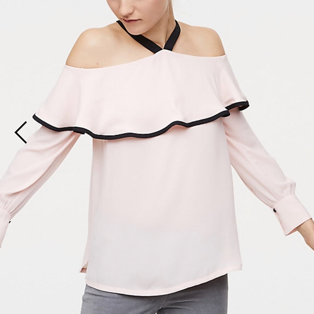 LOFT Long Sleeve Ruffle off the shoulder top